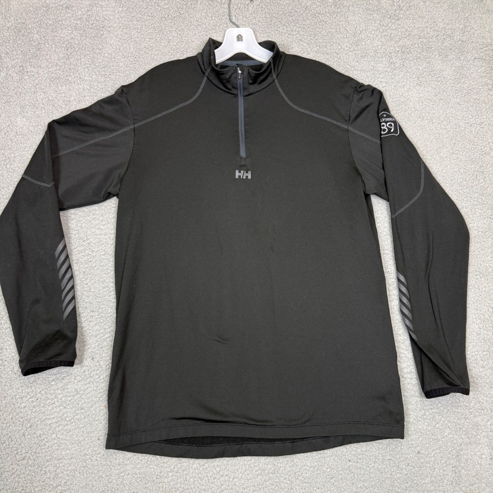 Helly Hansen Mens XL Black 1/4 Zip Pullover California 89 Reflective Running Top